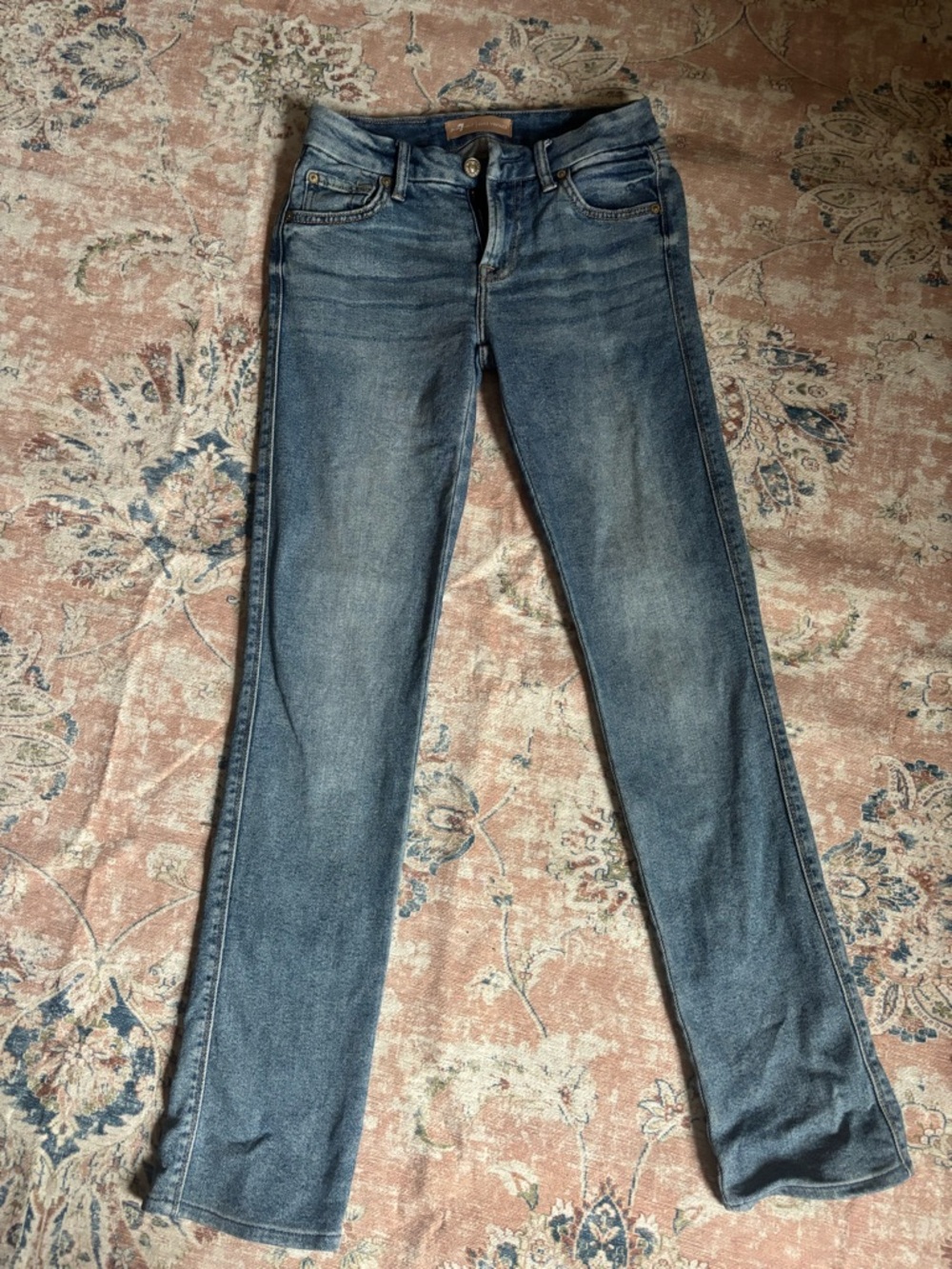 7 For All Mankind Faded Blue Wide-Leg Jeans